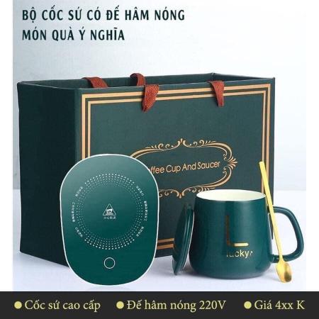 BỘ MÁY HÂM NÓNG SỮA ĐỒ UỐNG TIỆN LỢI KÈM CỐC SỨ LUCKY