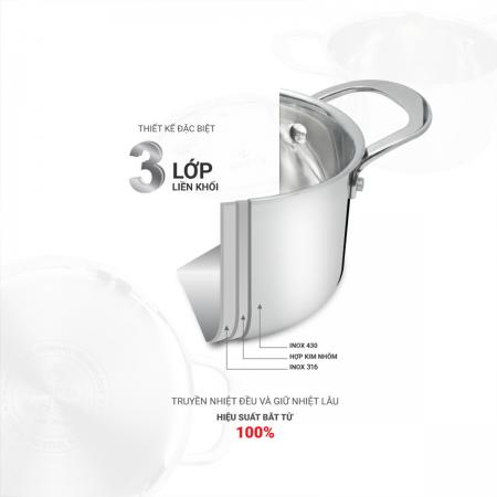 Nồi inox 3 lớp liền khối Kalpen Kazler KZ30